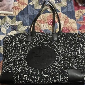 Tory Burch Black and White Patterned Tote